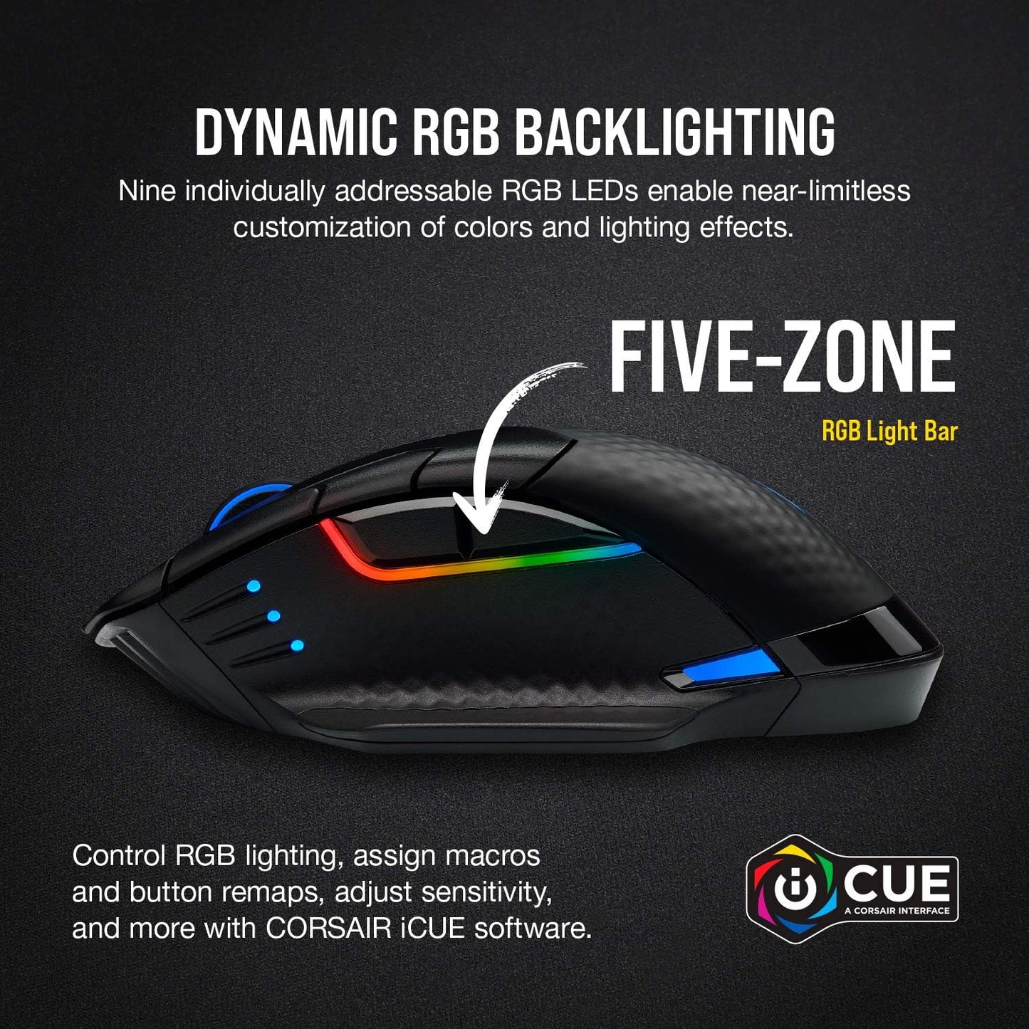 Dark CORE RGB PRO Wireless/Wired FPS MOBA Gaming Mouse – 18,000 DPI, Fast Response Time, 8 Programmable Side Buttons, Dynamic Multi-Color Backlighting – Black